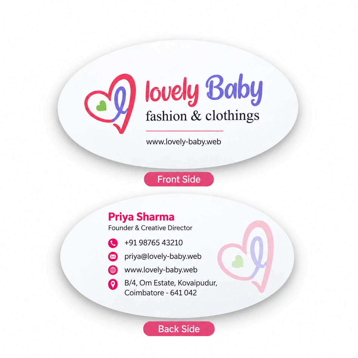 Oval Visiting Cards – Premium Custom Double-Sided Business Cards