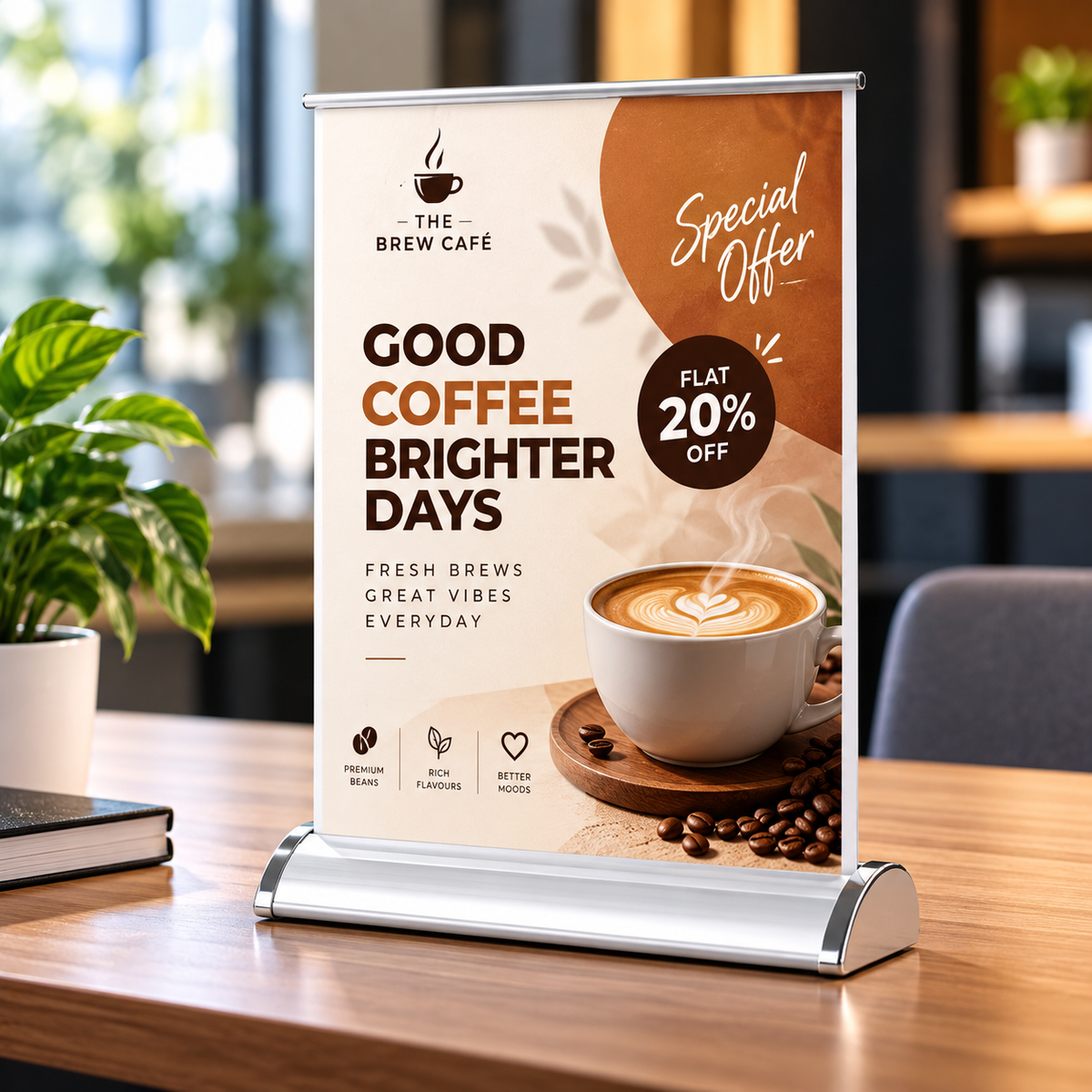 Custom Tabletop Standee – Personalized Mini Roll-Up Display Stand