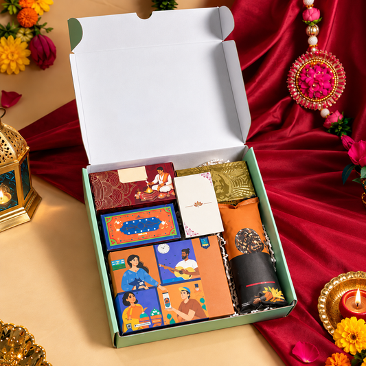 Premium Diwali Gift Hamper – Festive Treats, Ladoo Candles & Golden Playing Cards