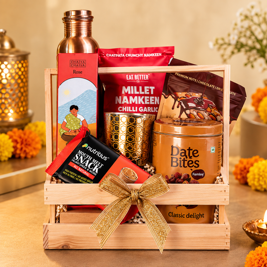 Premium Rasika Diwali Gift Hamper – Copper Bottle, Gourmet Snacks & Festive Treats